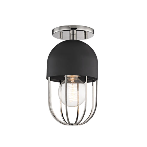 Mitzi Haley 1 Light Semi Flush in Polished Nickel/Black Finish Model: H145601-PN/BK