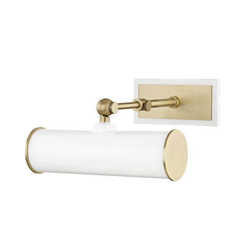 Mitzi Holly Plug In Picture Light in Aged Brass / Soft Off White Finish Model: HL263201-AGB/WH