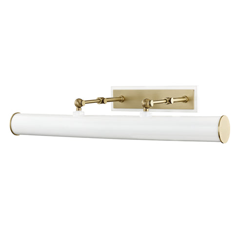 Mitzi Holly Plug In Picture Light in Aged Brass / Soft Off White Finish Model: HL263203-AGB/WH