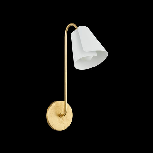 Mitzi Lila Wall Sconce in Gold Leaf/Textured On White Combo Finish Model: H852101-GL/TWH
