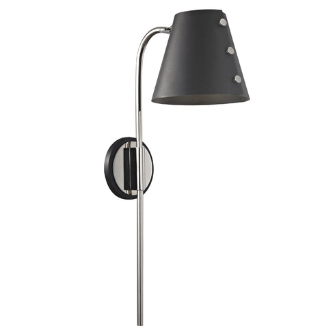 Mitzi Meta Plug in Sconce in Polished Nickel / Black Finish Model: HL174201-PN/BK