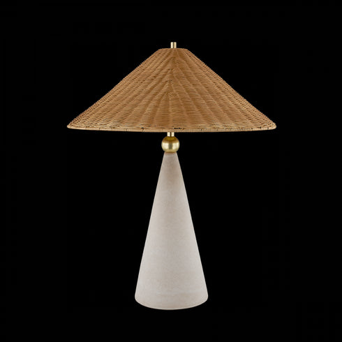 Mitzi Perilla Table Lamp in Aged Brass/Ceramic Windswept White Finish Model: HL968201-AGB/CDW