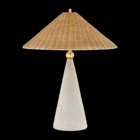 Mitzi Perilla Table Lamp in Aged Brass/Ceramic Windswept White Finish Model: HL968201-AGB/CDW
