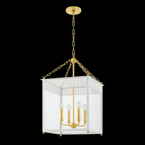 Mitzi Rosalie Lantern in Aged Brass/Soft Arctic Blue Finish Model: H932704L-AGB/SAO