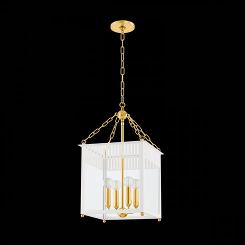 Mitzi Rosalie Lantern in Aged Brass/Soft Arctic Blue Finish Model: H932704S-AGB/SAO