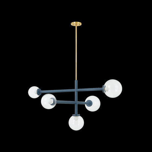 Mitzi Sia Chandelier in Aged Brass/Slate Blue Finish Model: H883805-AGB/SBL