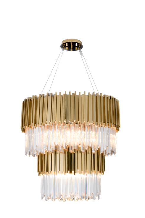 Originali di Illuminazione Jupiter Two Tier 31 Inch Round Crystal Chandelier