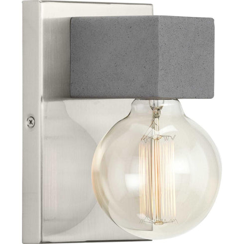 Progress Mill Beam Collection One Light Brushed Nicke Faux Concrete Industrial Style Wall Light in Brushed Nickel Finish Model: P710099-009