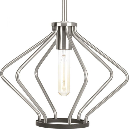 Progress 1 Light Hangar Mini Pendant in Brushed Nickel Finish Model: P500115-009