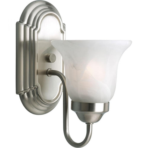 Progress Alabaster Glass P3051 09 1 100 Watt MED BATH BAR in Brushed Nickel Finish Model: P3051-09