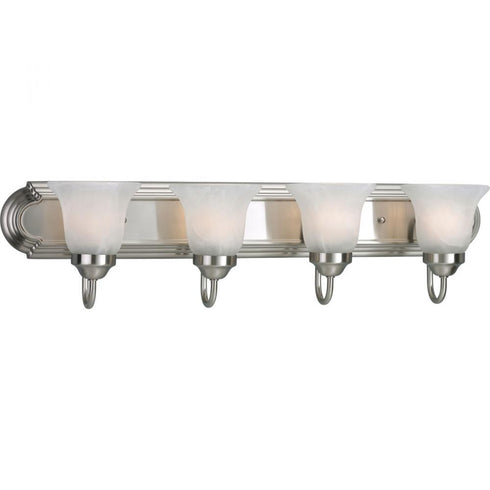 Progress Alabaster Glass P3054 09 4 100 Watt MED BATH BAR in Brushed Nickel Finish Model: P3054-09
