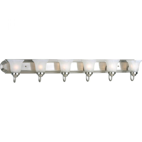 Progress Alabaster Glass P3056 09 6 100 Watt MED BATH BAR in Brushed Nickel Finish Model: P3056-09