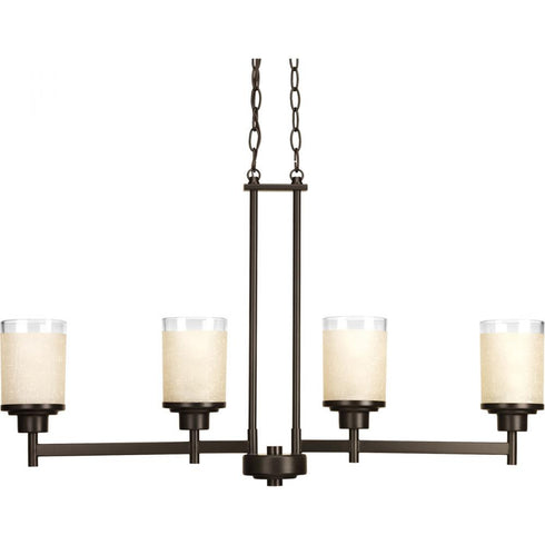 Progress Alexa P4619 09 4 100 Watt MED LINEAR CHAND in Brushed Nickel Finish Model: P4619-09