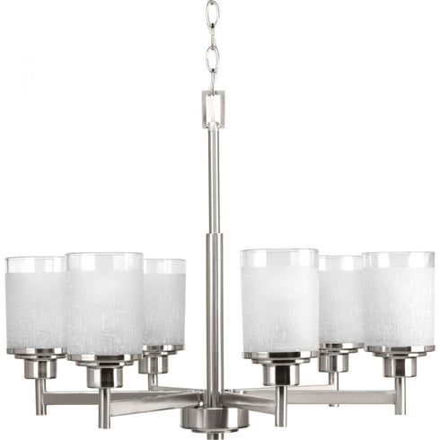 Progress Alexa P4758 09 6 100 Watt MED CHANDELIER in Brushed Nickel Finish Model: P4758-09