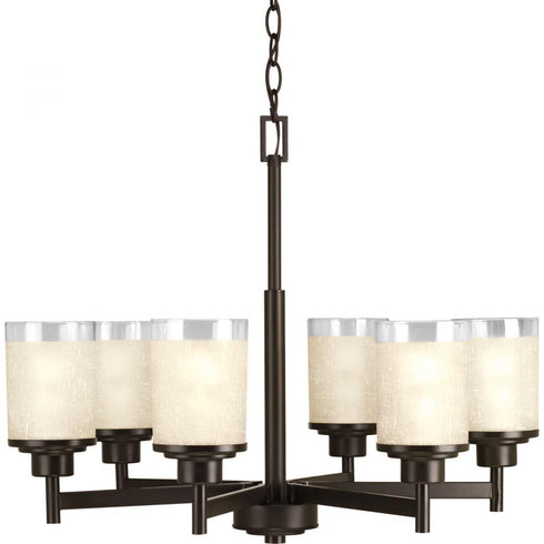 Progress Alexa P4758 09 6 100 Watt MED CHANDELIER in Brushed Nickel Finish Model: P4758-09
