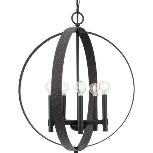 Progress Allegheny Collection Five Light in Soft Gold Rustic Modern Pendant Model: P400391-205