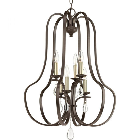 Progress Anjoux Six Light Pendant in Antique Bronze Finish Model: P500100-020