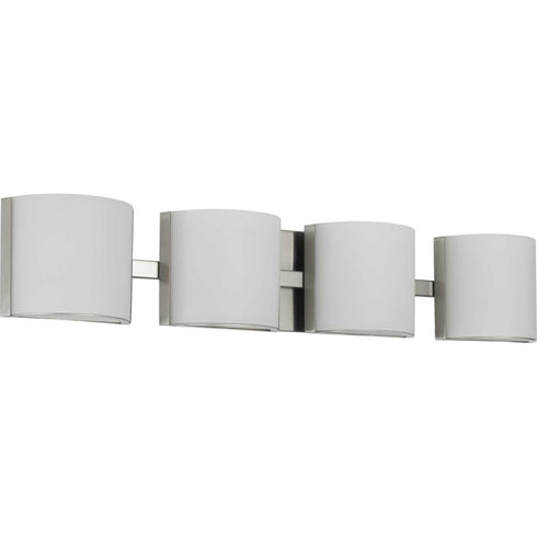 Progress Arch LED Collection Four Light in Brushed Nickel Etched Glass Modern Bath Vanity Light Model: P300292-009-30