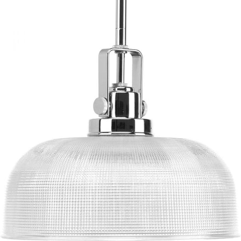 Progress Archie Collection One Light in Polished Chrome Clear Prismatic Glass Coastal Pendant Light Model: P5026-15