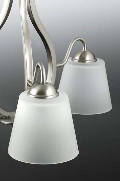 Progress Arden Collection Five Light in Brushed Nickel Etched Glass Farmhouse Chandelier Light Model: P4746-09