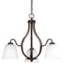 Progress Arden Collection Three Light in Antique Bronze Etched Glass Farmhouse Chandelier Light Model: P4745-20