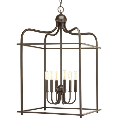 Progress Assembly Hall P500037 009 6 60 Watt CAND PENDANT in Brushed Nickel Finish Model: P500037-009