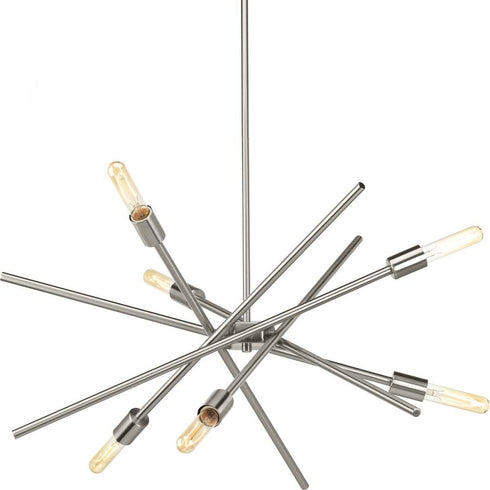 Progress Astra P400108 009 6 60 Watt MED CHANDELIER in Brushed Nickel Finish Model: P400108-009