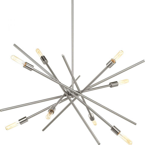 Progress Astra P400109 009 8 60 Watt MED CHANDELIER in Brushed Nickel Finish Model: P400109-009