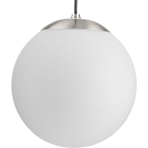 Progress Atwell Collection in Brushed Nickel and Opal Glass Globe Medium Hanging Pendant Light Model: P500462-009