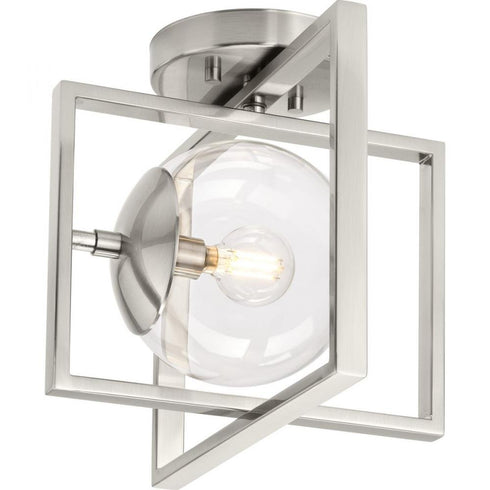 Progress Atwell P350218 009 1 60 Watt CAND SEMI FLUSH in Brushed Nickel Finish Model: P350218-009