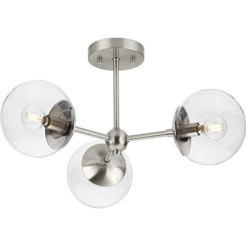 Progress Atwell P350235 009 3 Light SEMI FLUSH in Brushed Nickel Finish Model: P350235-009