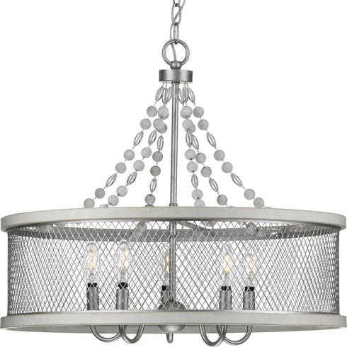 Progress Austelle Collection Five Light in Galvanized Finish Farmhouse Chandelier Light Model: P400205-141