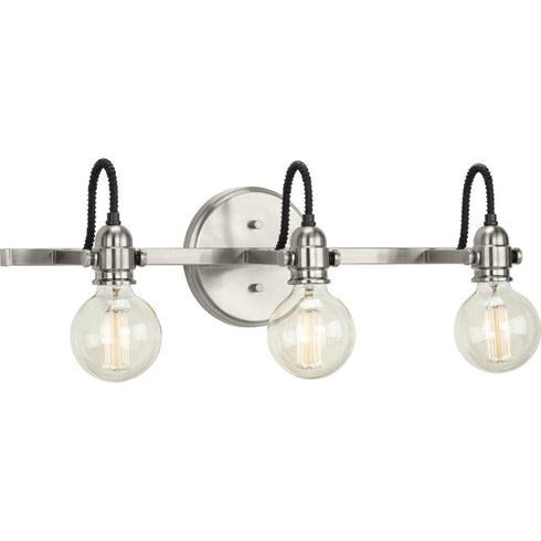 Progress Axle P300191 009 3 60 Watt MED BATH BRACKET in Brushed Nickel Finish Model: P300191-009