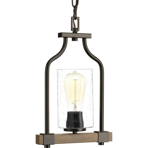 Progress Barnes Mill P500056 020 1 100 Watt MED MINI PENDANT in Antique Bronze Finish Model: P500056-020