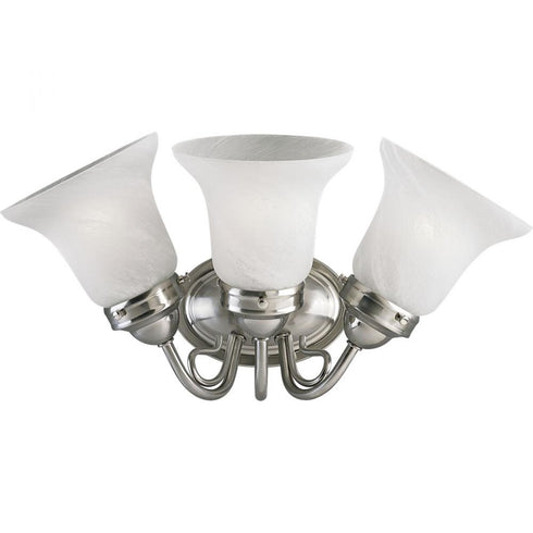 Progress Bedford Collection Three Light in Brushed Nickel Etched Alabaster Glass Traditional Bath Vanity Light Model: P3369-09