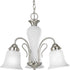 Progress Bedford Collection Three Light in Brushed Nickel Etched Alabaster Glass Traditional Chandelier Light Model: P4390-09