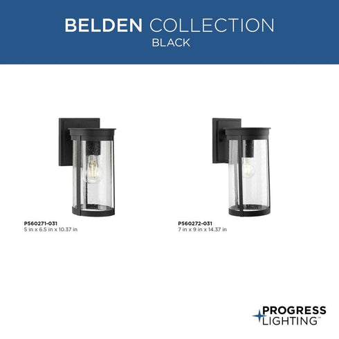 Progress Belden Collection One Light in Black Medium Modern Farmhouse Medium Outdoor Wall Lantern Model: P560271-031