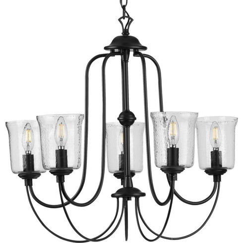 Progress Bowman P400194 031 5 60 Watt CAND CHANDELIER in Matte Black Finish Model: P400194-031