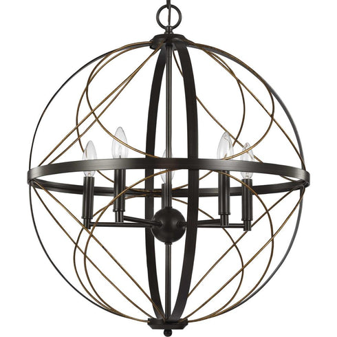 Progress Brandywine P500287 020 5 60 Watt CAND PENDANT in Antique Bronze Finish Model: P500287-020