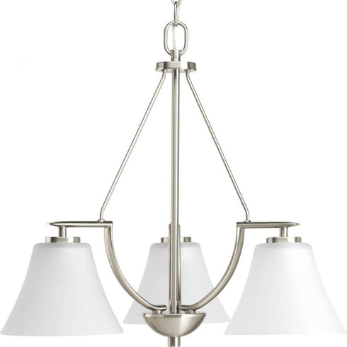 Progress Bravo P4621 09 3 100 Watt MED CHANDELIER in Brushed Nickel Finish Model: P4621-09