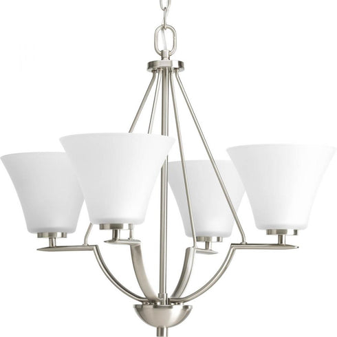 Progress Bravo P4622 09 4 100 Watt MED CHANDELIER in Brushed Nickel Finish Model: P4622-09