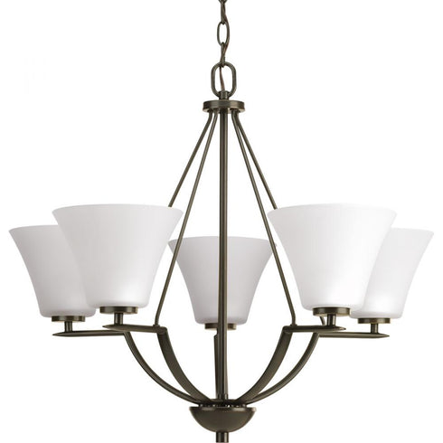 Progress Bravo P4623 09 5 100 Watt MED CHANDELIER in Brushed Nickel Finish Model: P4623-09