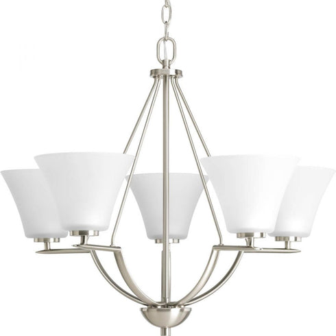 Progress Bravo P4623 09 5 100 Watt MED CHANDELIER in Brushed Nickel Finish Model: P4623-09