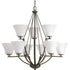 Progress Bravo P4625 09 9 100 Watt MED CHANDELIER in Brushed Nickel Finish Model: P4625-09
