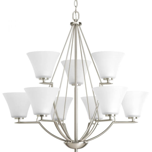 Progress Bravo P4625 09 9 100 Watt MED CHANDELIER in Brushed Nickel Finish Model: P4625-09