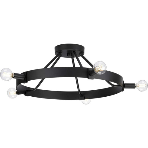 Progress Breckenridge P350240 196 5 Light SEMI FLUSH in Aged Bronze Finish Model: P350240-196