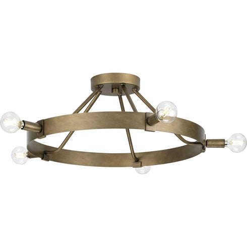 Progress Breckenridge P350240 196 5 Light SEMI FLUSH in Aged Bronze Finish Model: P350240-196