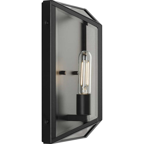 Progress Bristol Collection One Light Black Modern Farmhouse Medium Outdoor Wall Lantern in Matte Black Finish Model: P560359-31M