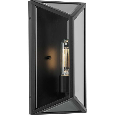 Progress Bristol Collection One Light Black Modern Farmhouse Medium Outdoor Wall Lantern in Matte Black Finish Model: P560359-31M
