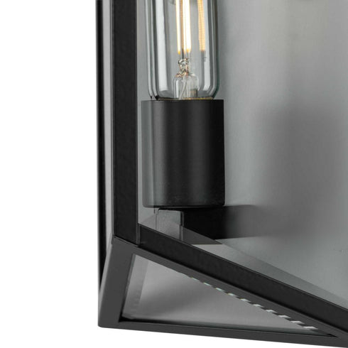 Progress Bristol Collection One Light Black Modern Farmhouse Medium Outdoor Wall Lantern in Matte Black Finish Model: P560359-31M